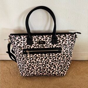 Trina Turk Black Green Pink Tote Bag with leopard or camouflage Design, medium